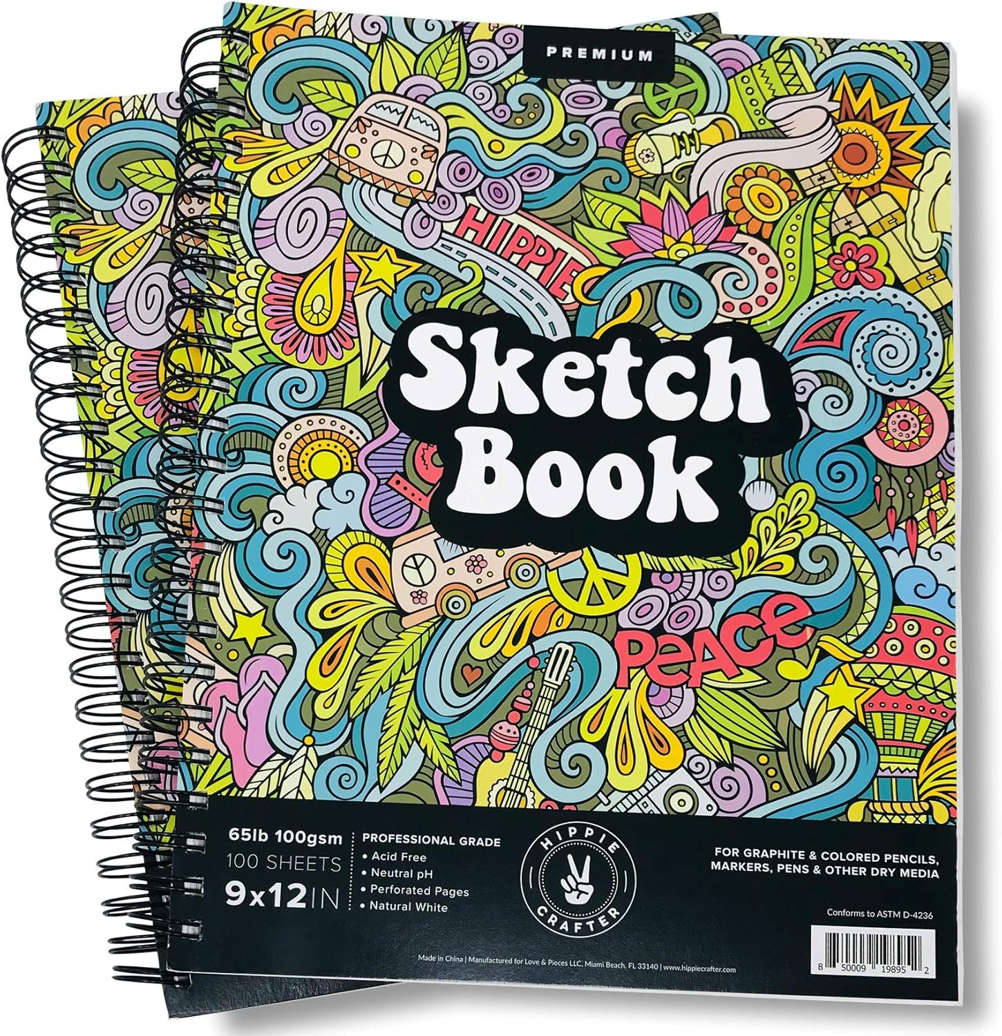2Pk Sketch Book and Drawing Pad Premium Drawing Paper Books 2 Spiral Notebooks Pads for Artists and Art: Arts, Crafts & Sewing
