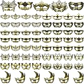 Yunsailing 90 Pieces Masquerade Masks Venetian Mardi Gras Antique Masks with Strap for Couple Women Men Carnival Prom