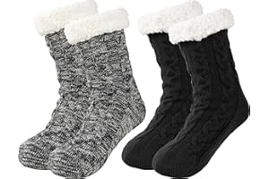 BenSorts Men Fuzzy Slipper Socks with Grippers Non Slip Indoor House Socks Christmas Gifts