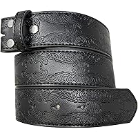 Leather Belt Strap with Western Skull and Paisley Embossed