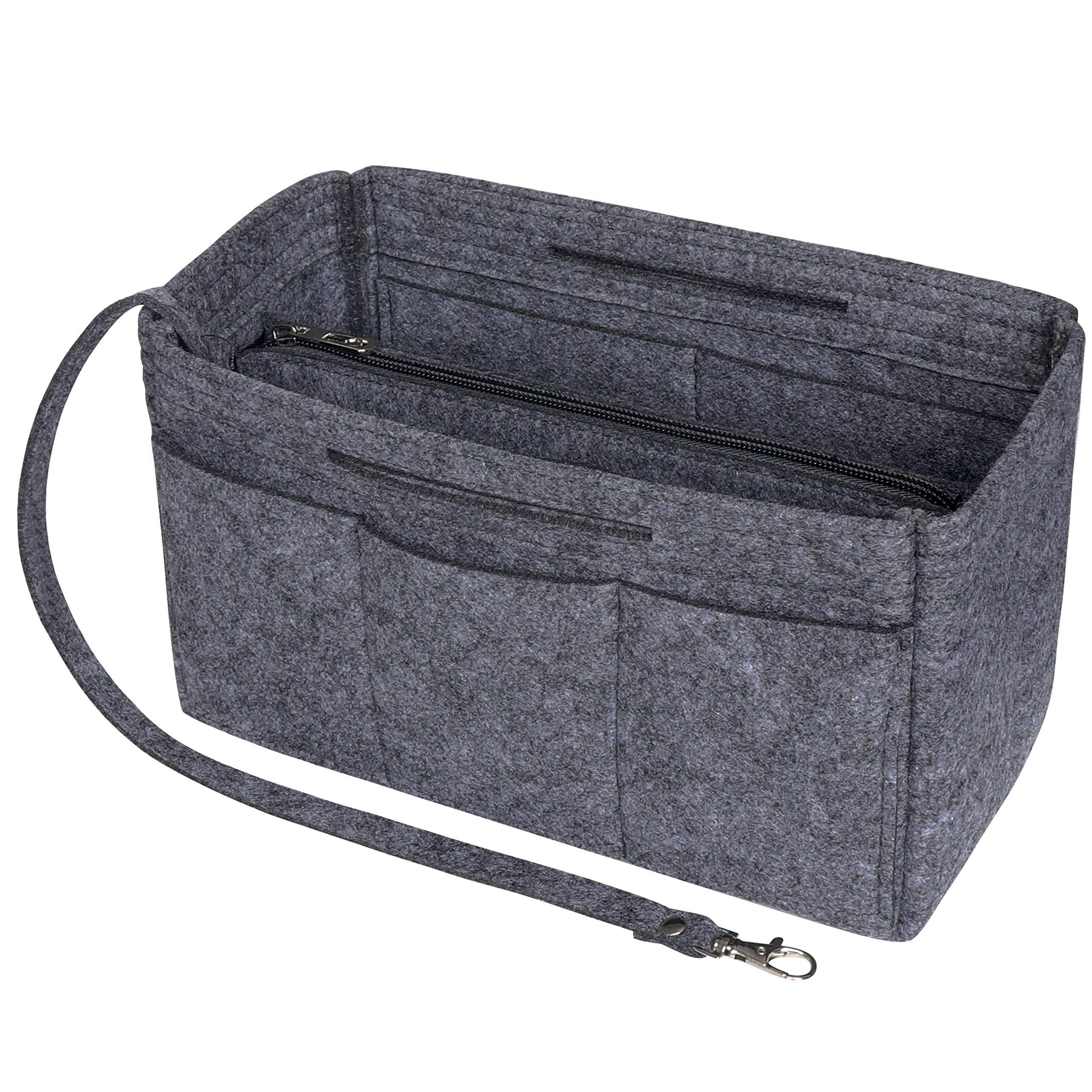Soyizom Felt Handbag Organiser Insert, Bag In Bag Organiser Insert Handbag Liner, Tote bag organiser insert Fit Speedy 25-40, Neverfull（Dark Grey，Medium）