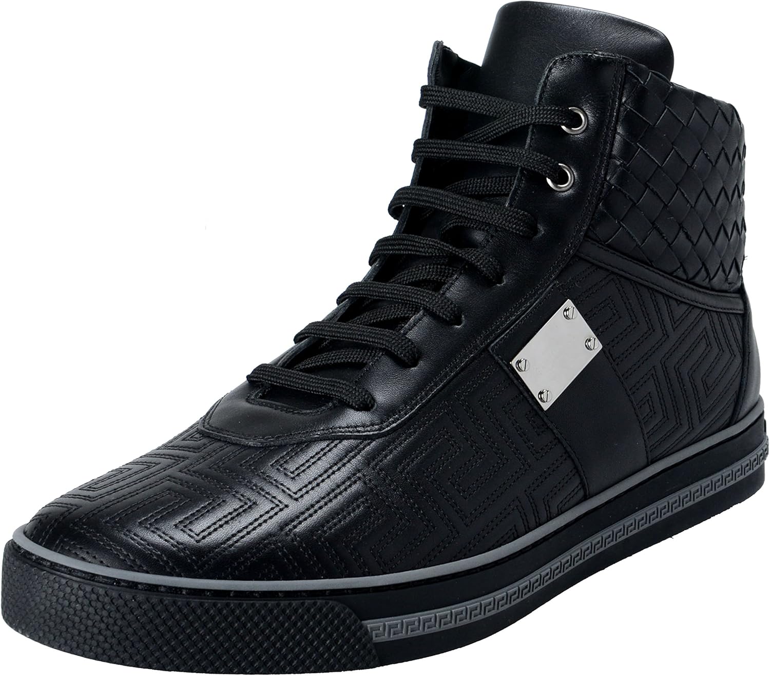 Gianni Versace Men�s Black Leather Hi Top Sneakers Shoes