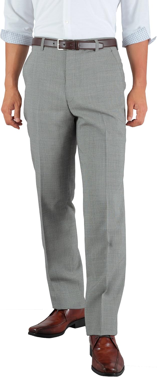 クールビズ 洗える！仕事 ウール100％ の 春夏 ノータック エコロジー スラックス グレー （千鳥格子） 73ｃｍ