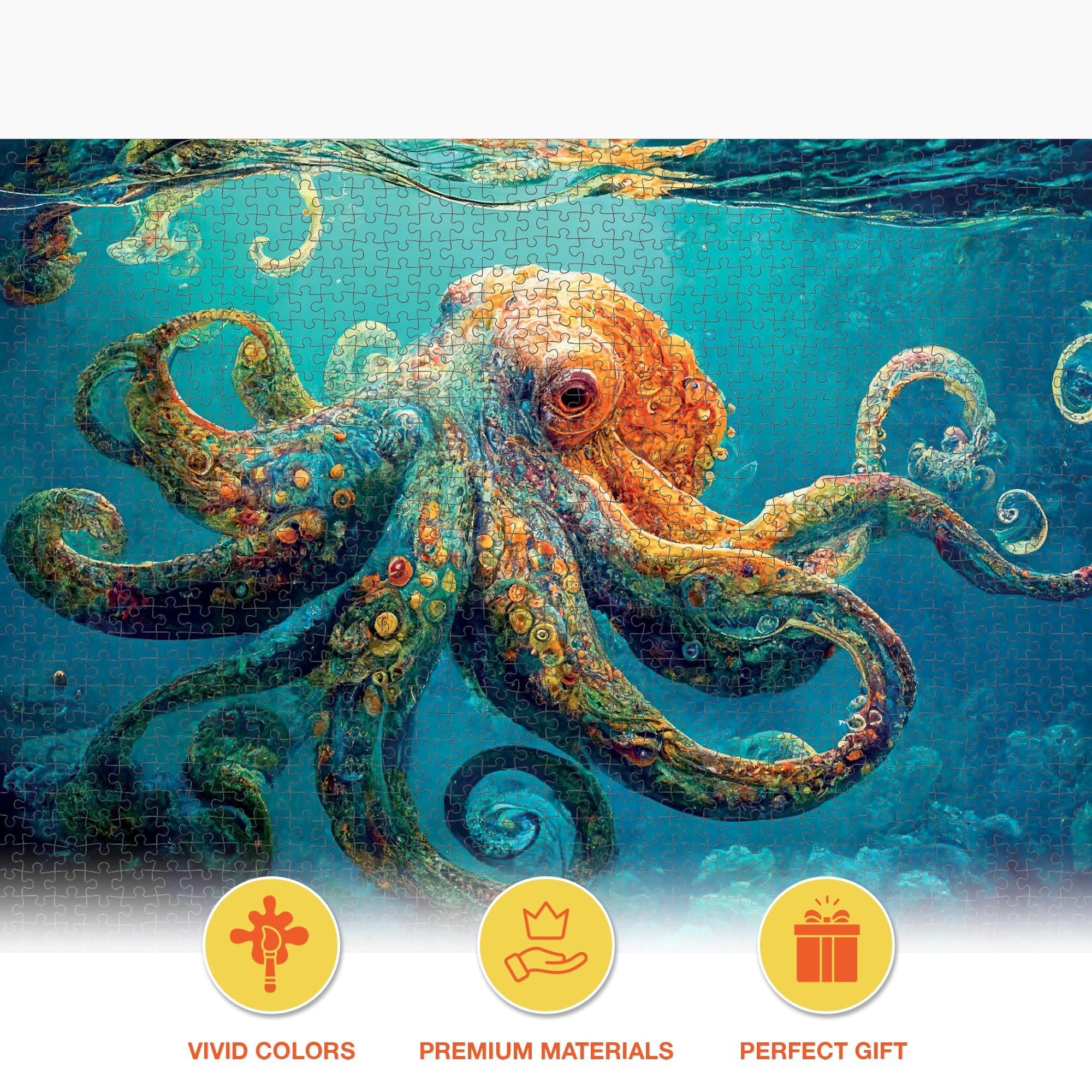 Cross & Glory - Deep Blue Octopus Odyssey - Jigsaw Puzzles 1000 Pieces for Adults | Ocean Octopus Puzzles for Adults | Challenging Brain Teaser Ocean Puzzle | 20 x 27 Inches