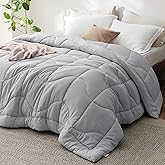 Bedsure King Comforter - Comforter King Size for All Season, Ultra-Soft Down Alternative & Prewashed Duvet Insert with 4 Tabs - Machine Washable, Light Grey, 90x102 Inches