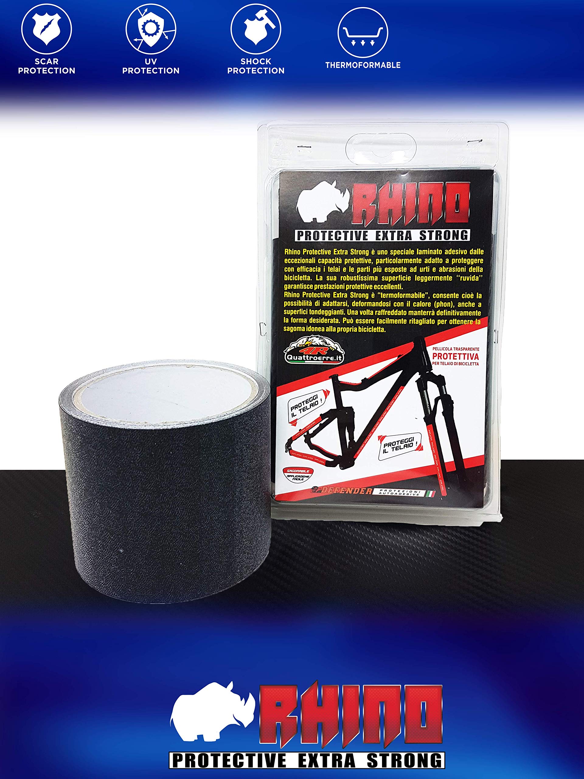 Adhesive Film Rhino Roll for Bike Frame Protection Unisex Adult, Black, 8 x 300 cm