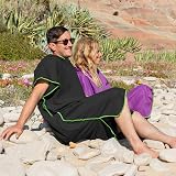 Fit-Flip Microfibre Changing Robe Beach Poncho Black-Green Size L view 6