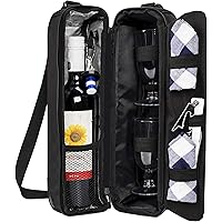 ALLCAMP Wine tote Bag with Cooler Compartment，Picnic Set Carrying Two sets of tableware
