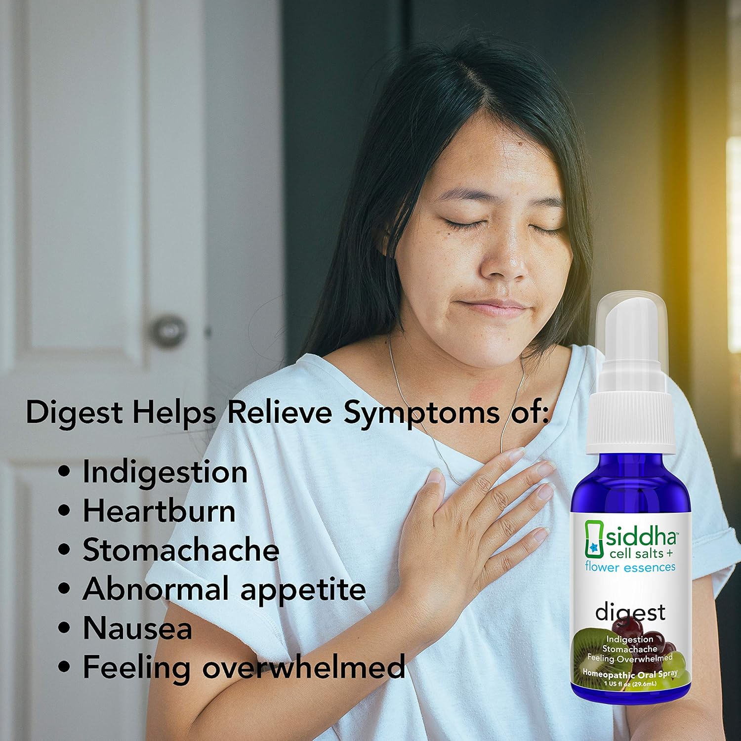 Siddha Remedies Digest Spray for Indigestion Heartburn Stomachache Abnormal Appetite Nausea | 100% Natural Plant Based Homeopathic Remedy with Cell Salts and Flower Essences | No Alcohol No Sugar: Health & Personal Care