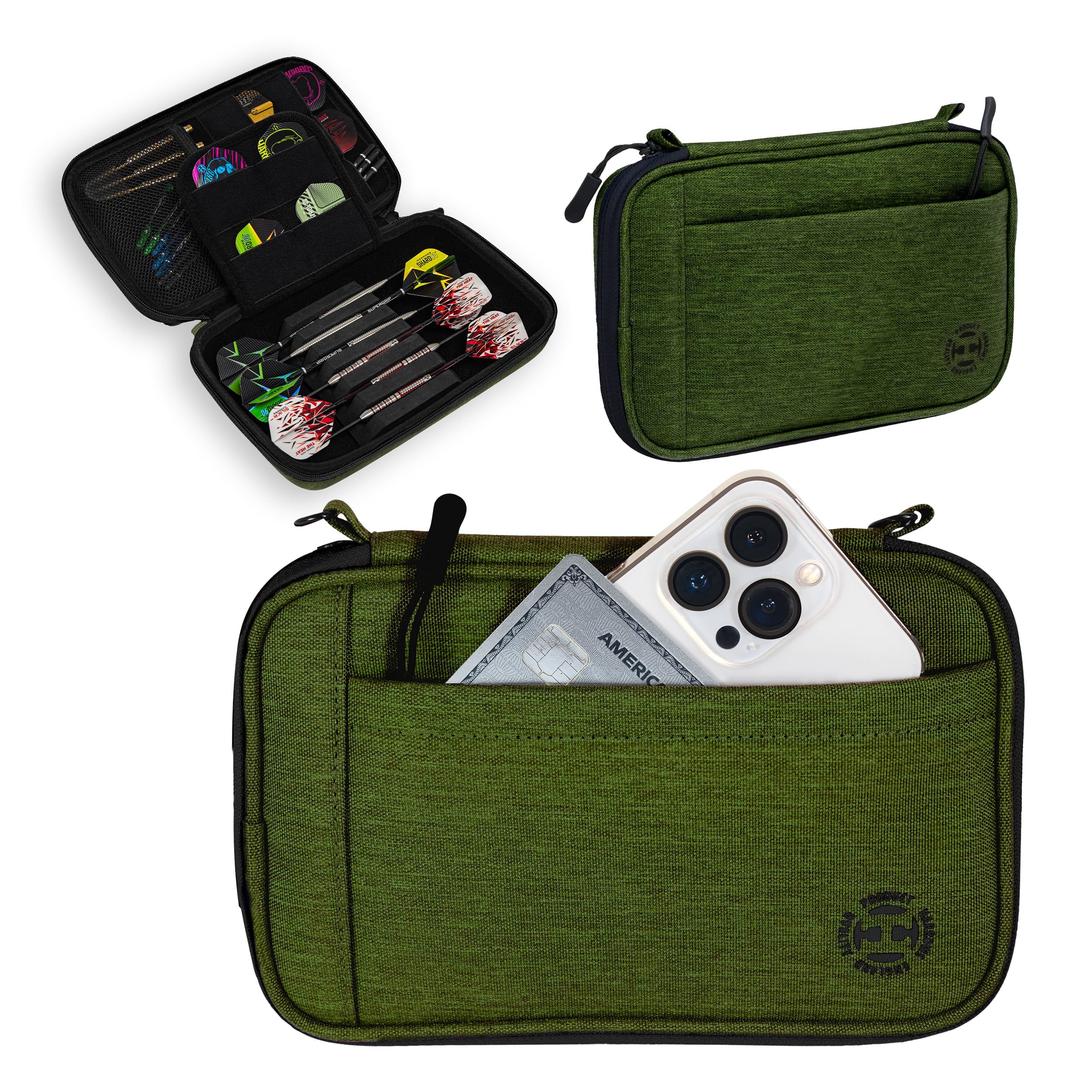 Harrows Darts Case | Smart Dart Case Darts Holder I Holds 3 or 6 Darts | Protective EVA Material with Fabric Finish | Professional Darts Accessories I Holds Darts Fully Assembled (Green)