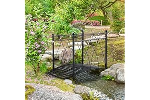 Outsunny 3.3FT Classic Garden Bridge with Safety Railings Arc Footbridge Decorative Pond Bridge for Backyard Creek Stream, Bl