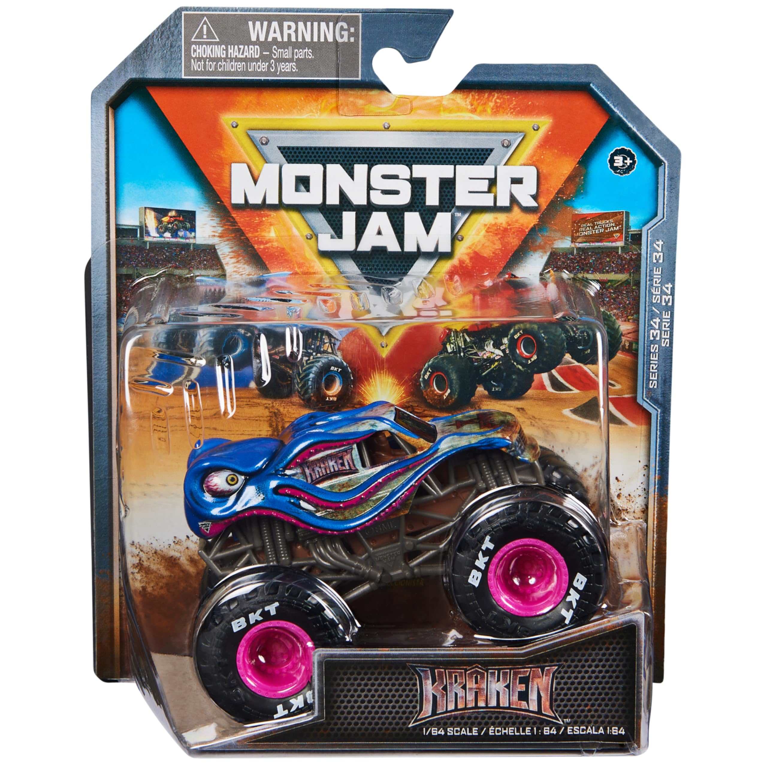 Monster Jam, Official Kraken Monster Truck, Die-Cast Vehicle, 1:64 Scale, Kids Toys for Boys Ages 3 and up