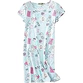 PNAEONG Women's Nightgowns Short Sleeves Cotton Sleepwear Print Sleep Shirt XTSY108-Blue Cat-XL