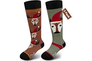OZAIIC Merino Wool Ski Socks Kids 2 Pairs, Winter Warm Knee High Snowboarding Thermal Skating Socks for Boys Girls Toddlers