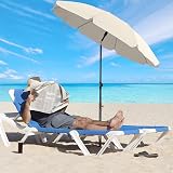 SONGMICS Parasol 160 cm UPF 50+ 30° Tilt Height Adjustable Beige GPU60WTV1 view 9