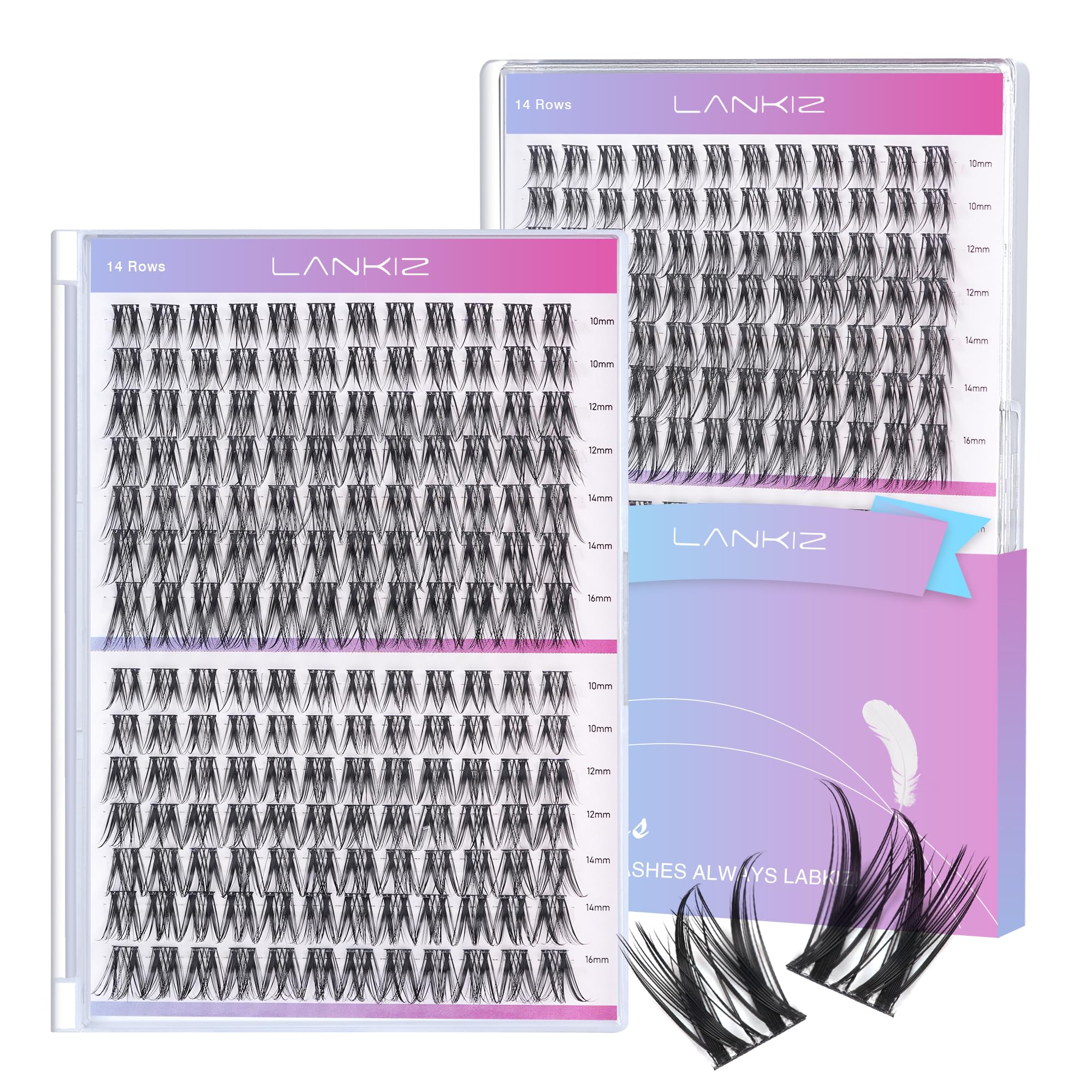 LANKIZ DIY lash Extensions Wispy,Lash Clusters Individual Lashes,120 Clusters C+ D Mix Curl, Soft and Lightweight 10-16mm Mix Resuale Wide Band+Mix Style Cluster Lashes for Home use (Classic C/D) — image 1