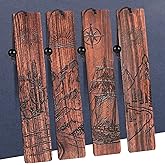 4Pcs Wood Bookmark for Men Valentines Day Gifts, Adventure Wooden Carving Book Mark Vintage Bookmark for Men Book Lovers Birthday Present Students Teachers Appreciation