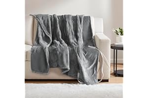 Beautyrest Heated Blanket, Electric Throw Blanket, Soft, Warm, Reversible Plush - Sherpa Heating Blanket Throw, 3 Heat Settings, 2 hr Auto Shut Off, Machine Washable, Oversized 60 in x 70 in, Grey