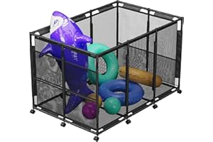 SHAPON Pool Storage Bin XX-Large, Nylon Mesh Pool Float Storage Basket for Swim Toys, Goggles,Floats & Balls, Rolling Cart Pool and Toy Storage Organizer Black