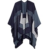 EXCHIC Women’s Retro Warm Shawls Poncho Cape Floral Printed Open Front Cardigans Sweater