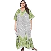 Gypsie Blu Women Plus Size Kaftan Dress Beach Cover Up Maxi Dresses for Women, V-Neck Kimono Sleeve 1X–3X