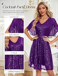 Wedtrend Women's Sequin Dress Tulle Sparkly Night