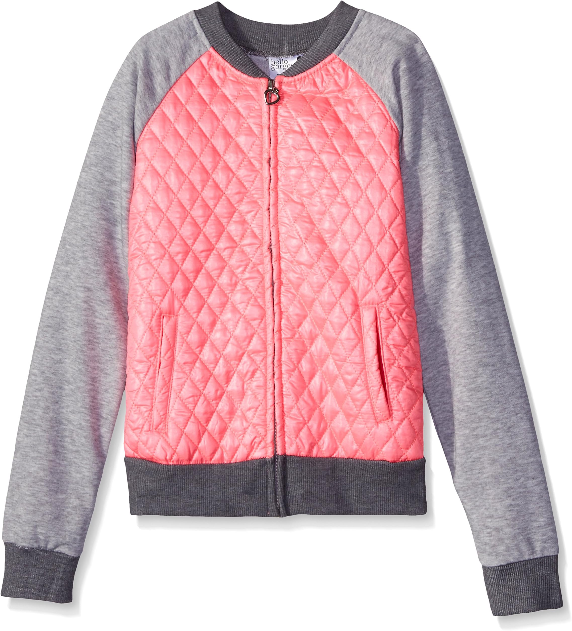 Hello Gorgeous Girls' Little French Terry and Quilted Cire Jacket