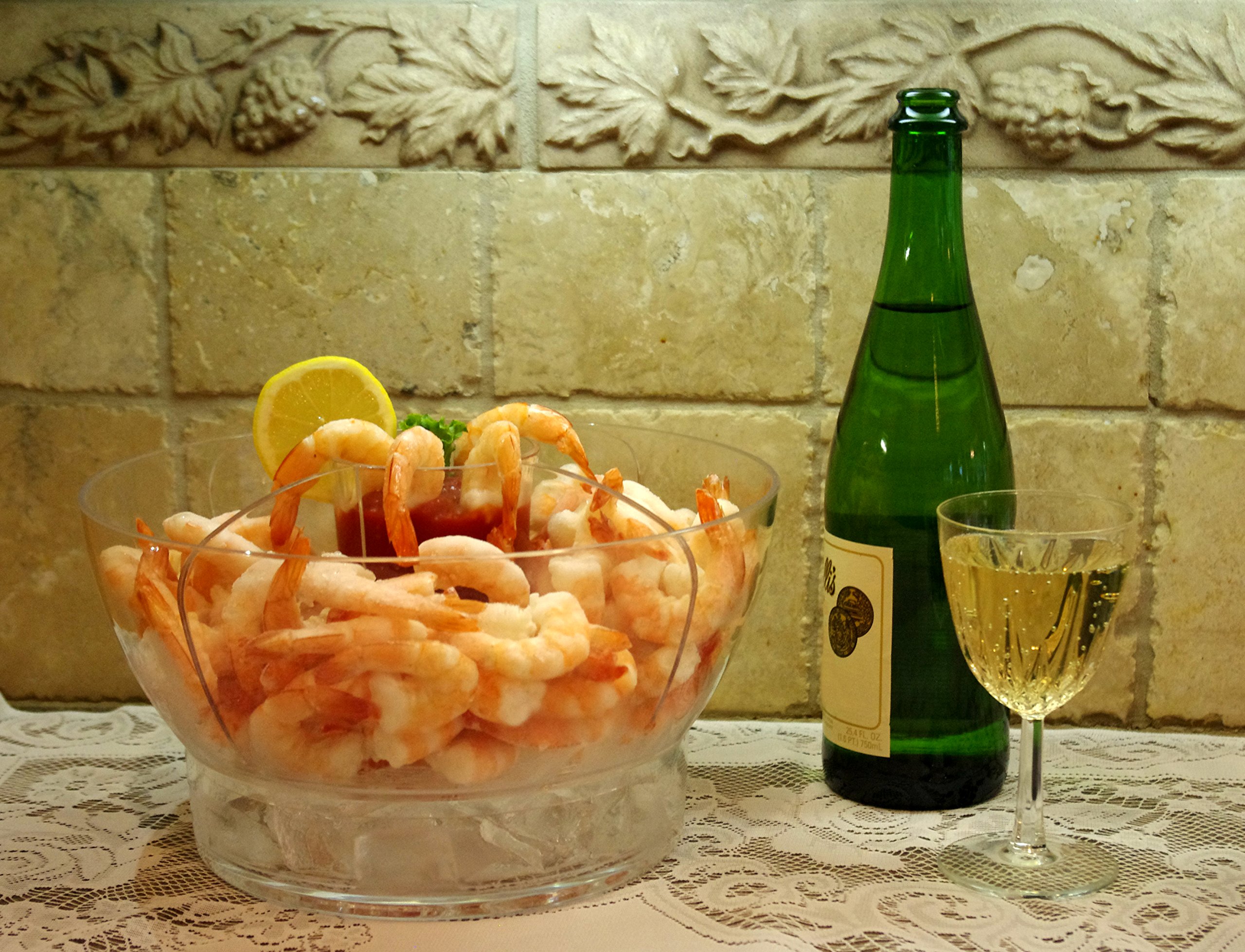 Large Clear Serving Bowl on Ice with Lid Cover and Tongs Set Perfect