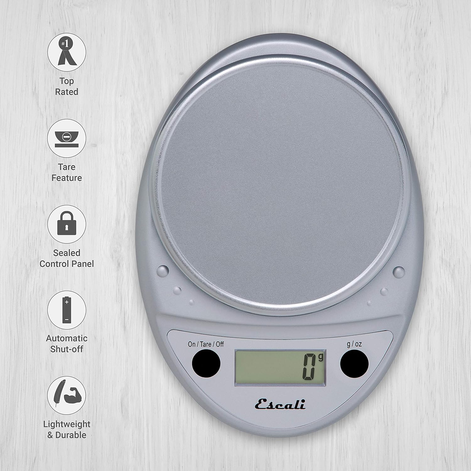 Escali Primo P115C Precision Kitchen Food Scale for Baking and Cooking, Lightweight and Durable Design, LCD Digital Display, 8" x 6" x 1.25", Chrome: Digital Kitchen Scales: Kitchen & Dining