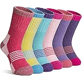 Velice Kids Merino Wool Hiking Socks Toddler Boys Girls Winter Warm Thermal Thick Cushion Crew Boot Socks 6 Pairs