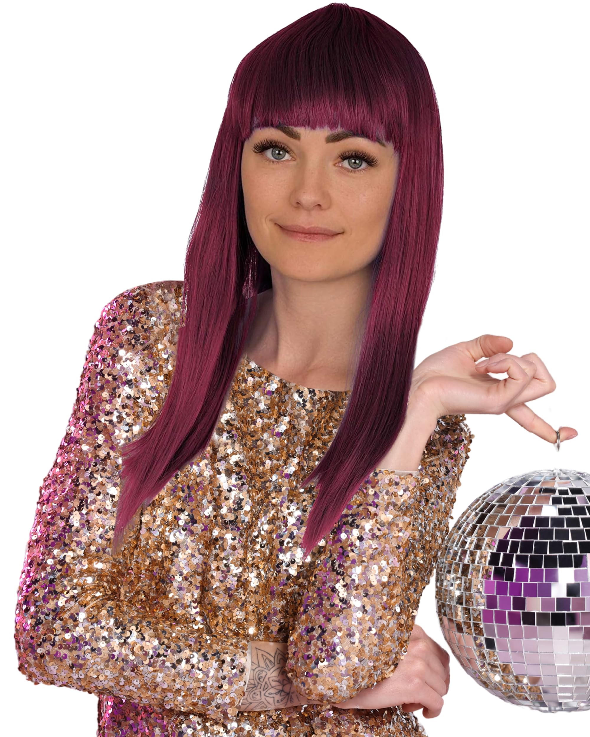 Long Straight Wig for 80s Fancy Dress for Women - Synthetic Long Straight Wigs for Women for 70's Fancy Dress, 80s Accessories or as Fake Hair for Halloween Costume Accessories