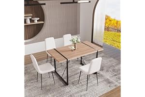 Lynxor Dining Table Set for 4, 57”Rectangular Dining Table Set, Small Dining Chair Set with Metal Base and Legs, Space Saving, Suitable for Living Room, Dining Room, Terrace