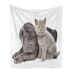 Ambesonne Dog and Cat Throw Blanket, Neapolitan