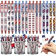 Leinuosen 72-Piece 4th of July American Flag Pens - Bulk USA Patriotic Themed Gel Ink Pens for Independence Day, Home, School, Office, Party Decoration