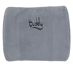 Buddy Lumbar Support Pillow - Office Chair & Car Seat Cushion Therapeutic Grade Memory Foam W/Adjustable Back, Removable, Washable Cover, Carrying Case, Back Pain Relief Guide, and Care Instructions
