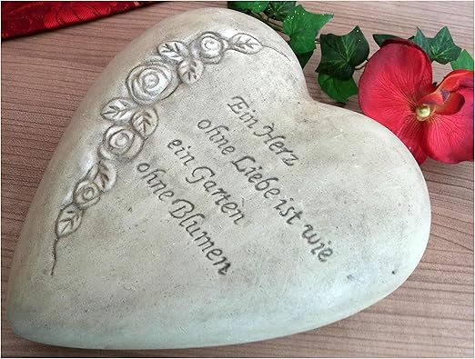 Gedenkstein Herz Mit Spruch Grau 21 X 21 Cm Ein Herz Ohne Liebe Ist Wie Ein Garten Ohne Blumen 20 X 20 Cm Amazon De Kuche Haushalt