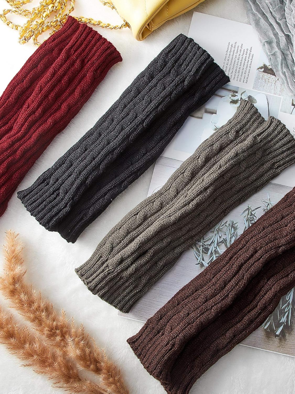 4 Pairs Knitted Arm Warmers Gloves Winter Long Fingerless Gloves Thumb Hole Gloves Mittens for Women and Men at  Women’s Clothing store