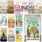 Breling 12 Pcs Seasonal Door Cover Decorations for Front Door Holidays Interchangeable Large Photography Background Banner Porch Sign for Spring Irish Easter Home Office Party Supplies(Classic)