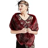 BABEYOND Womens Faux Fur Collar Shawl Faux Fur Scarf Wrap Evening Cape for Winter Coat