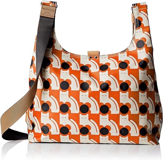 Orla Kiely Poppy Cat Print Midi Sling Bag, Persimmon Handbags