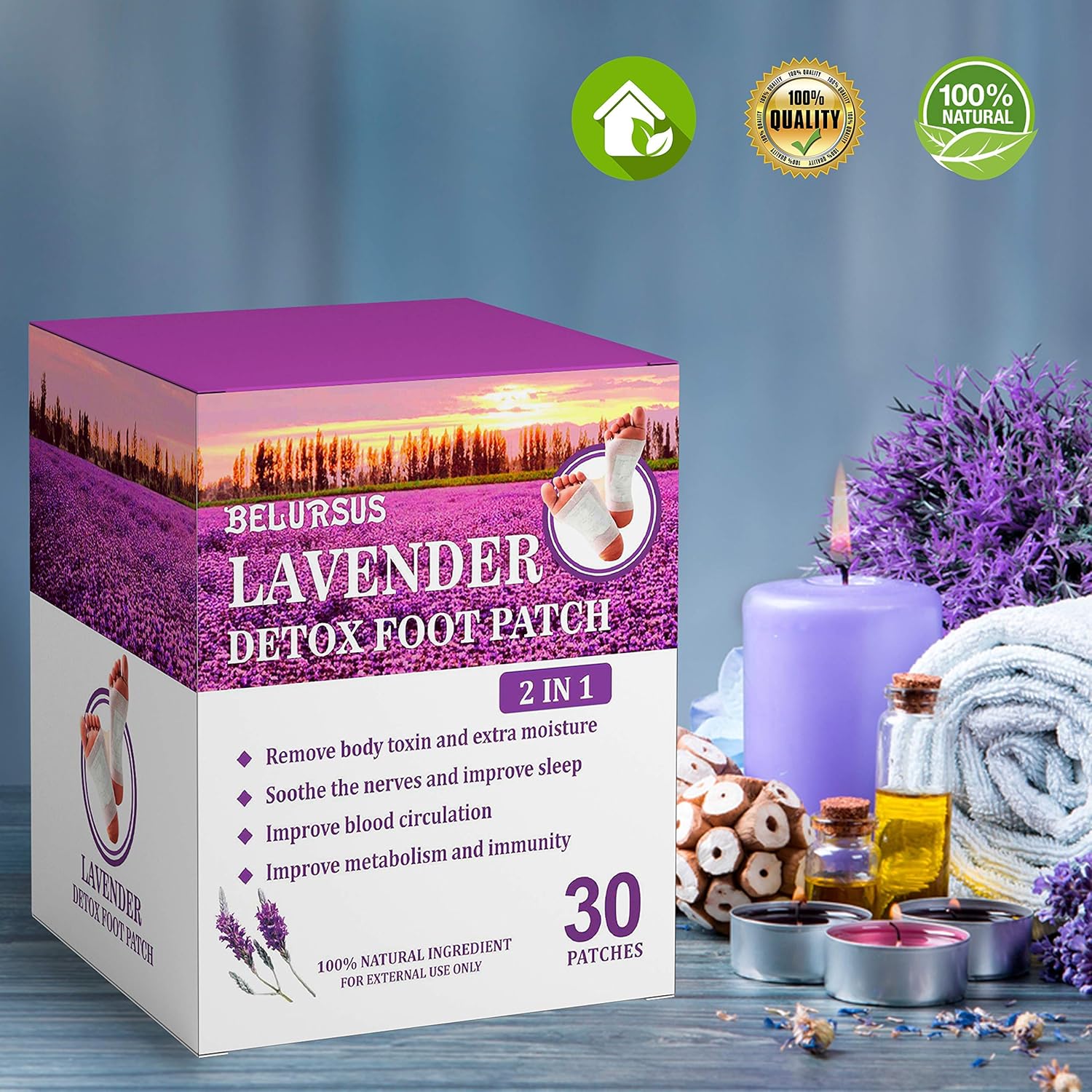 Foot Patches Natural Feet Patch 30 Pack Relaxing Pads for Feet Health Care Stress Relief Anti-Stress & Sleeping Cleansing Mask: Health & Personal Care
