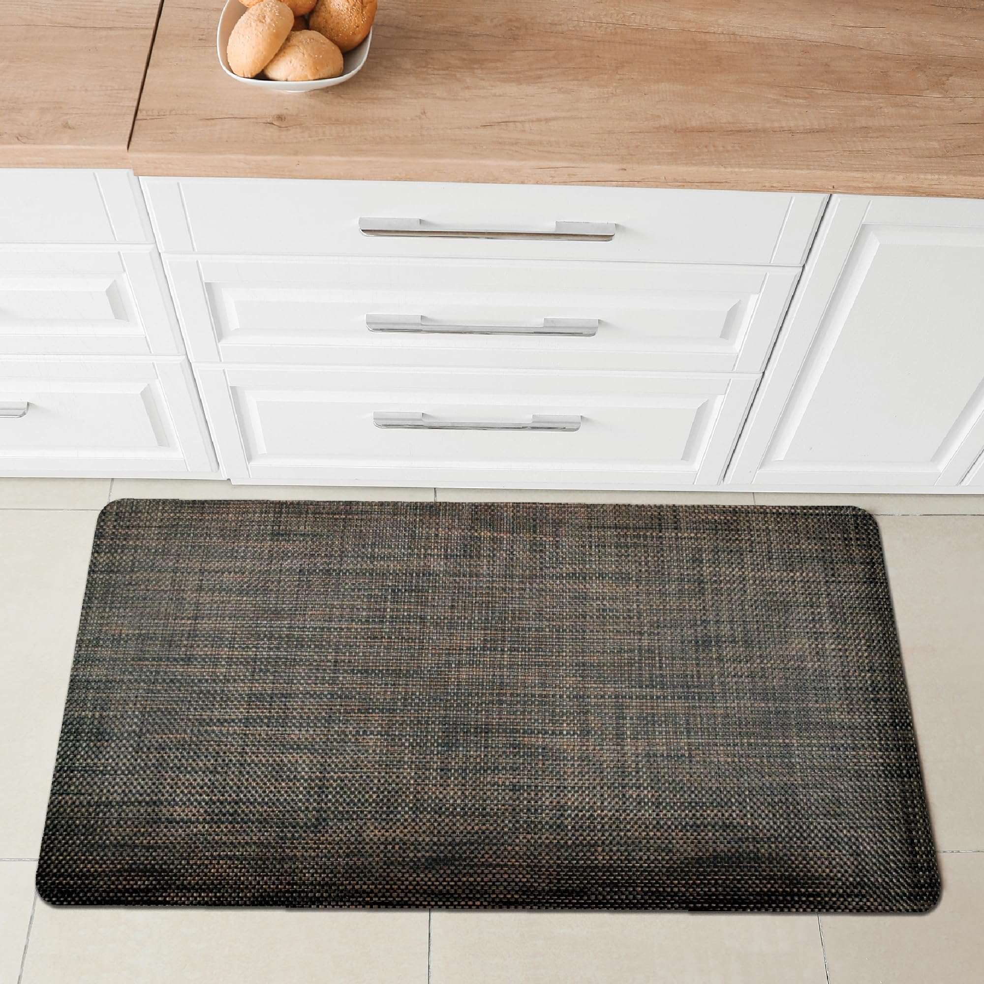 Comart - Manhattan Kitchen Rug – Waterproof – Non-Slip – Stain Resistant – Woven PVC – Runner with Changing Metallic Effect – for Hallway, Kitchen and Bathroom – Chocolate Brown – 50 x 75 cm