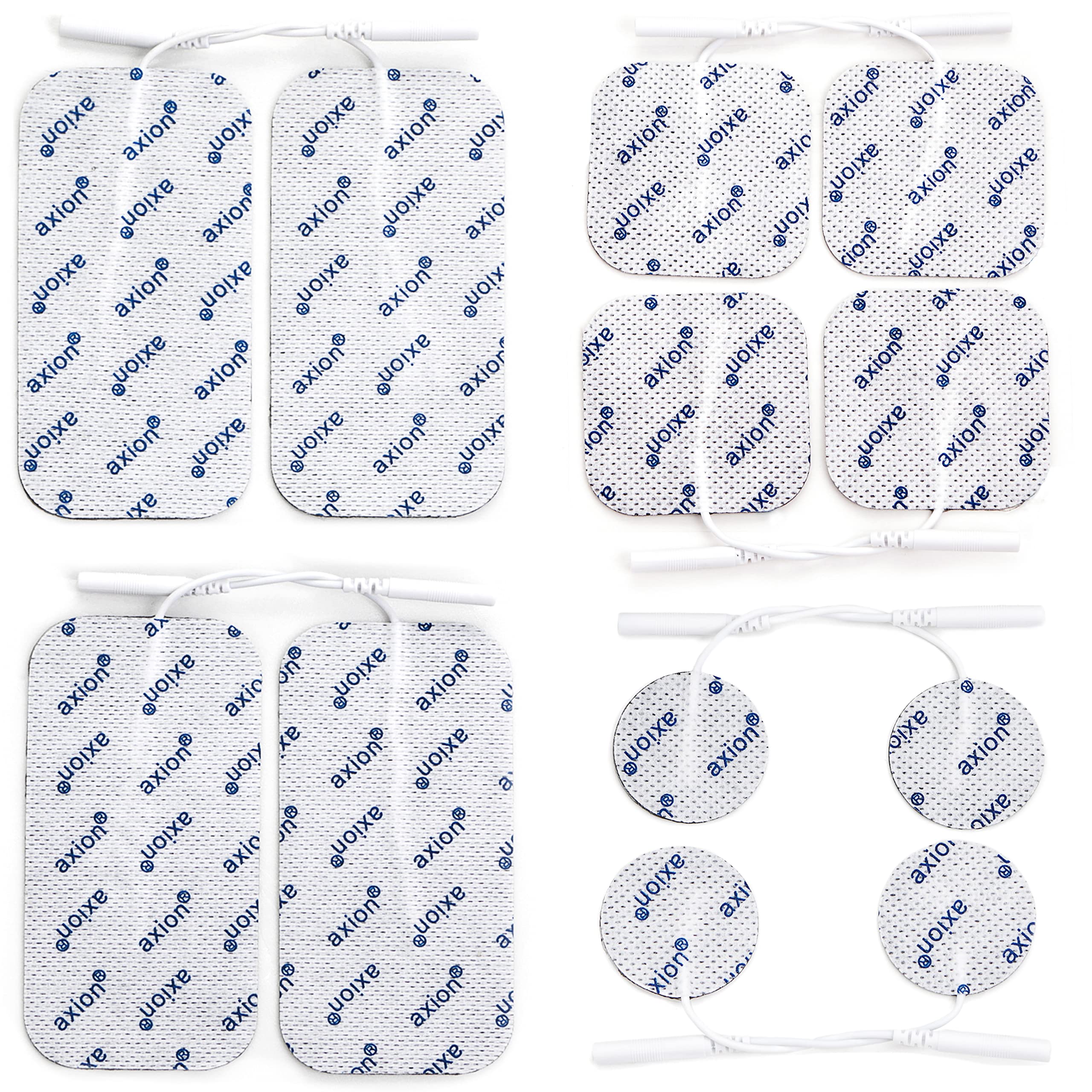 Mixed Set Electrodes 2mm Jack - 12 self Adhesive Pads -Different Sizes - Compatible to TENS EMS Units with 2mm Connection - axion Brand Quality