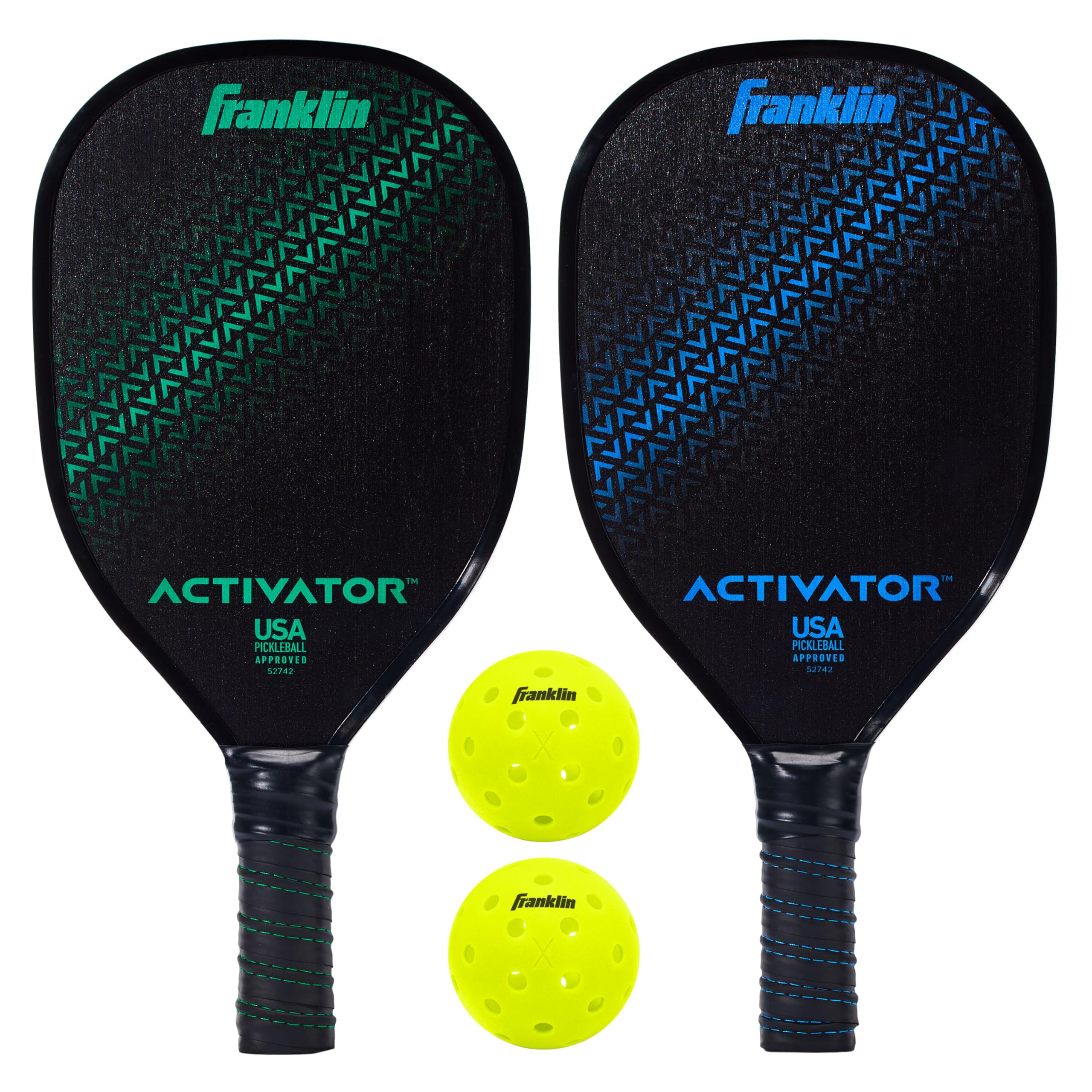 Franklin Sports Activator Pickleball Paddle Set, 7-Ply Wooden with Comfort Grip and 2 X-40 Outdoor Balls, USA Pickleball Approved, Durable and Lightweight,2-Player