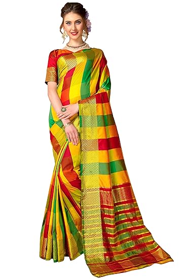 Womens Banarasi Silk Jacquard Saree(banarasisilksaree102_Multi-Coloured)