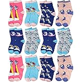 Gelante 12-Pack Girl Children Toddler Kids Cute Cotton Crew Novelty Socks