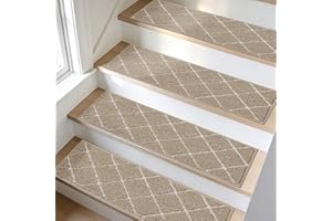BEQHAUSE Stair Treads for Wooden Steps Non Slip Machine Washable Stair Treads Soft Polyester Carpet Stair Tread 28x9in for El