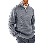 KAVIANA Men's Quarter-Zip Sweater Textured-Knit Mock Neck Pullover Business Casual Slim Fit, S-5XL