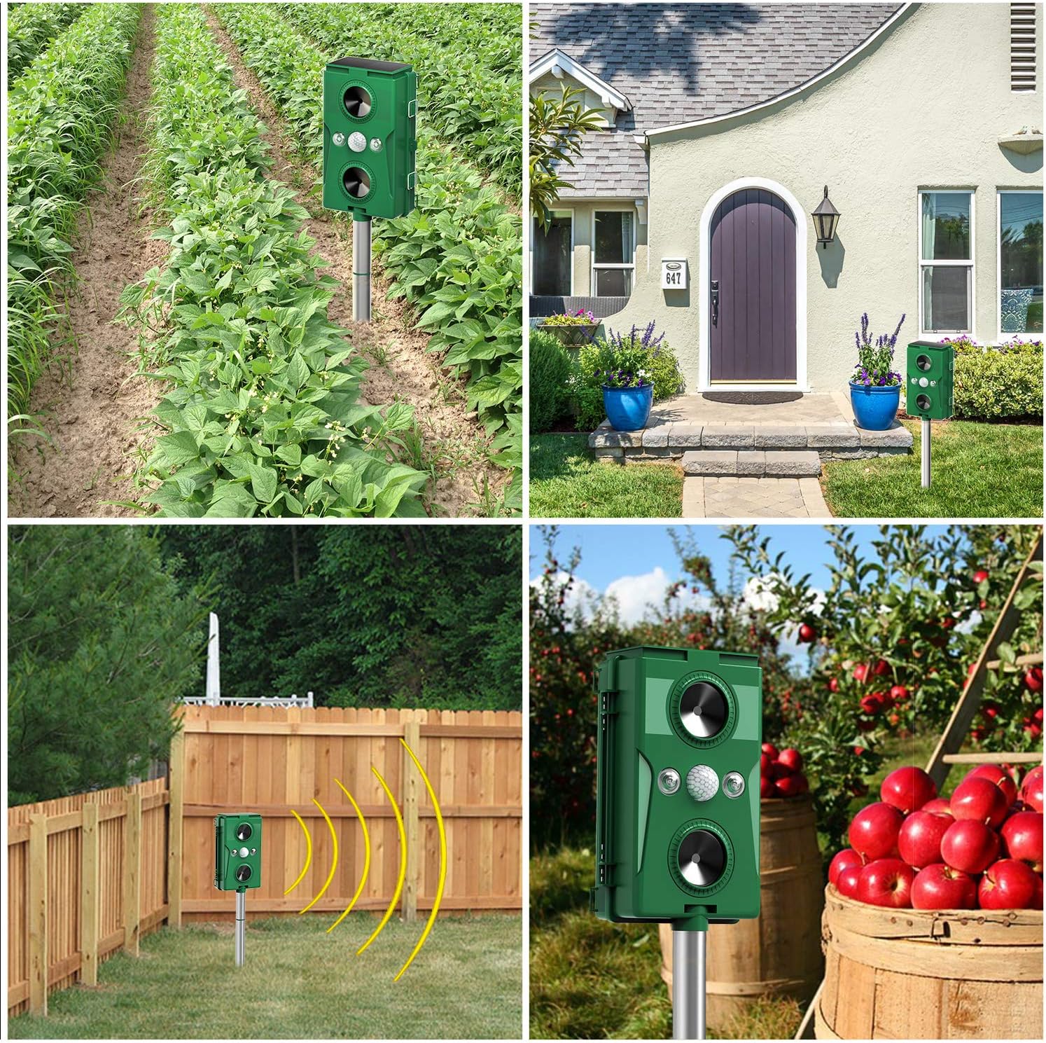 Solar Animal Repeller, 2021 Ultrasonic Mole Repellent, Rat, Squirrel, Deer, Raccoon, Skunk, Rabbit, Mole, Dog, Cat, Waterproof with Motion Detector, USB Rechargeable, Flashing Light : Garden & Outdoor