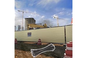 ShadeMart 8' x 14' Beige Fence Privacy Screen Windscreen Shade Fabric Cloth HDPE, 90% Visibility Blockage, with Grommets, Heavy Duty Commercial Grade, Cable Zip Ties Included (We Customize Size)